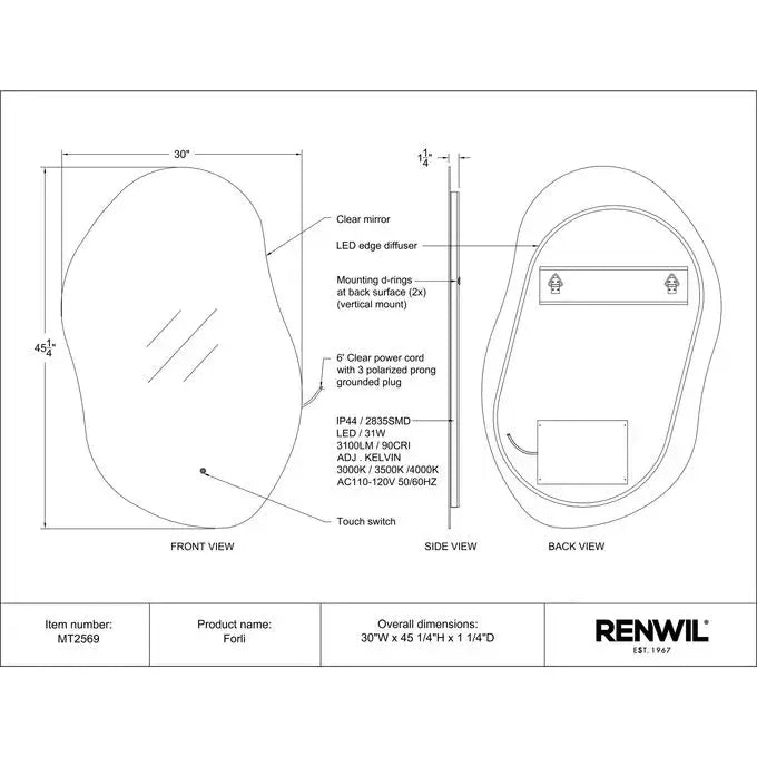 RENWIL FORLI LED MIRROR MT2569