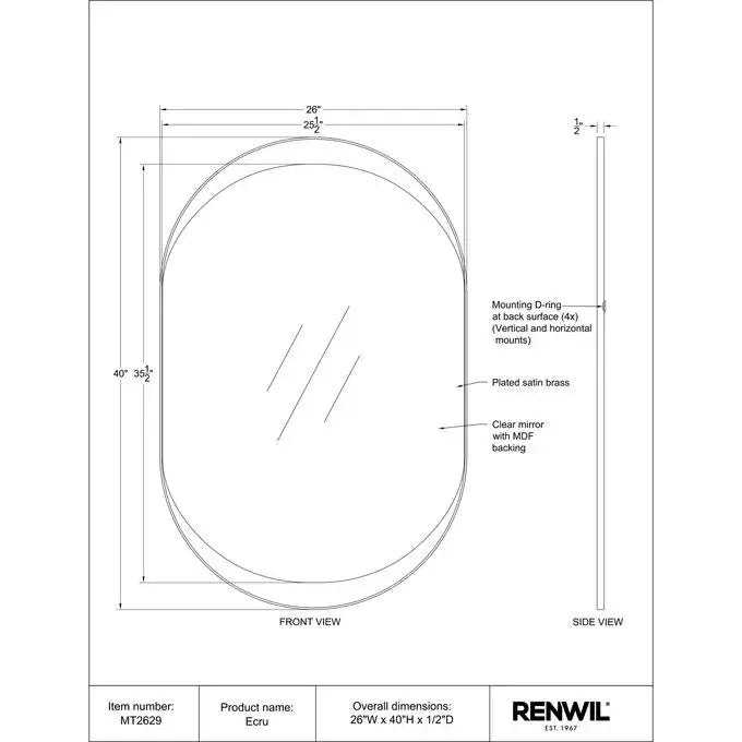 RENWIL ECRU MIRROR MT2629