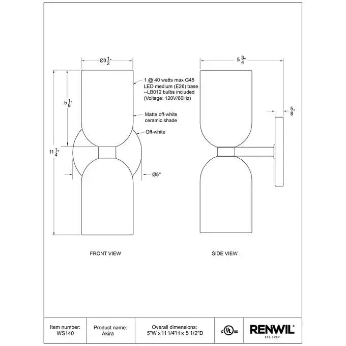 RENWIL AKIRA SCONCE WS140