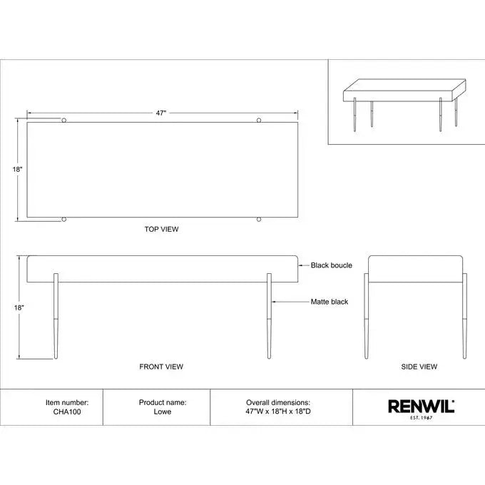 RENWIL LOWE BENCH CHA100