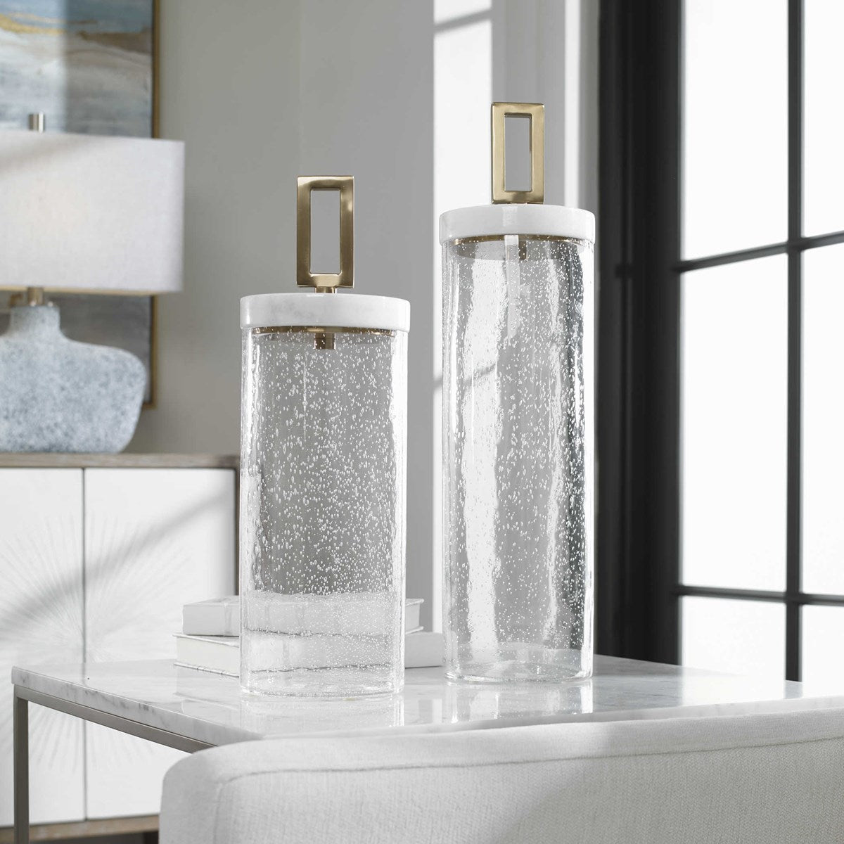 Uttermost Hayworth Seeded Glass Containers Set/2 17545