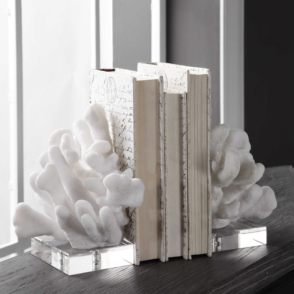 Uttermost Charbel White Bookends Set/2 17549