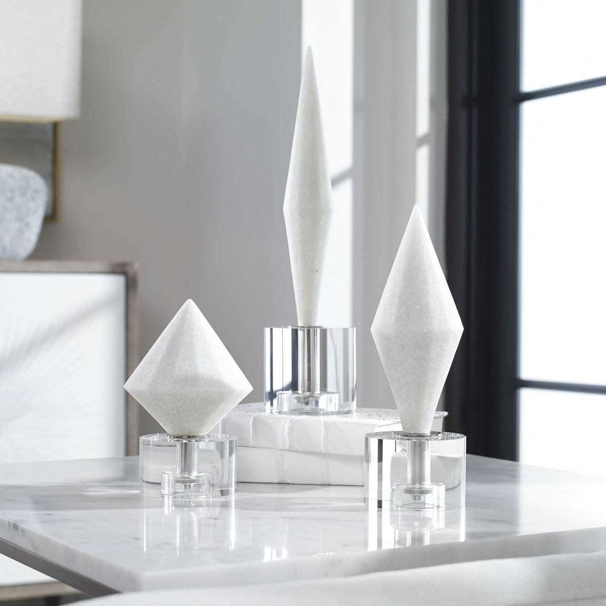 Uttermost Alize White Stone Sculptures S/3 17580