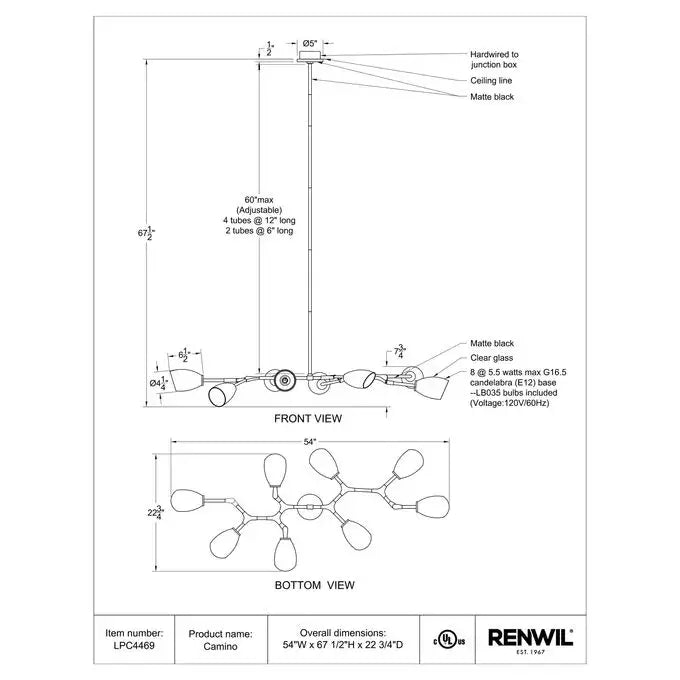 RENWIL CAMINO LINEAR CHANDELIER LPC4469
