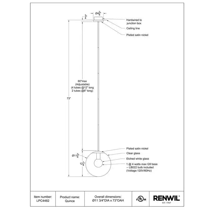 RENWIL QUINCE PENDANT LPC4482