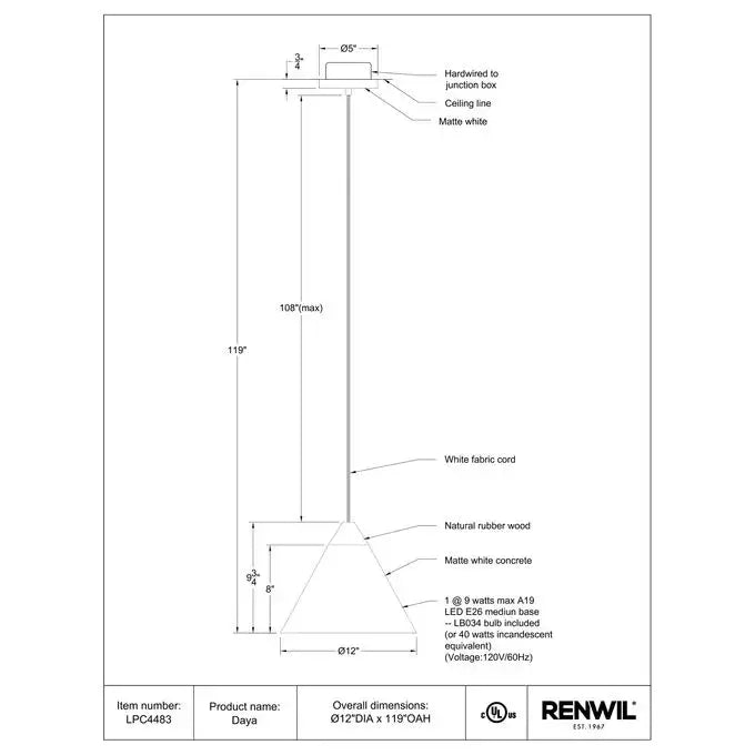 RENWIL DAYA PENDANT LPC4483