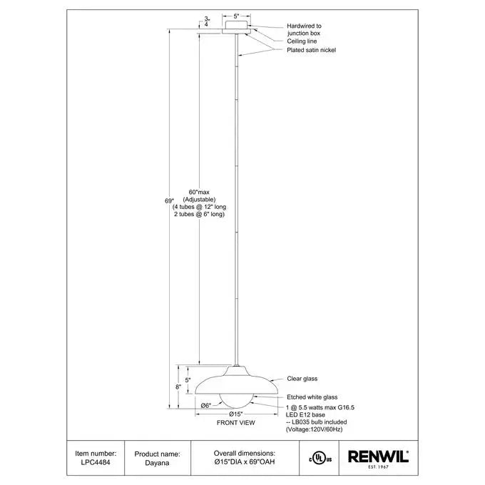 RENWIL DAYANA PENDANT LPC4484
