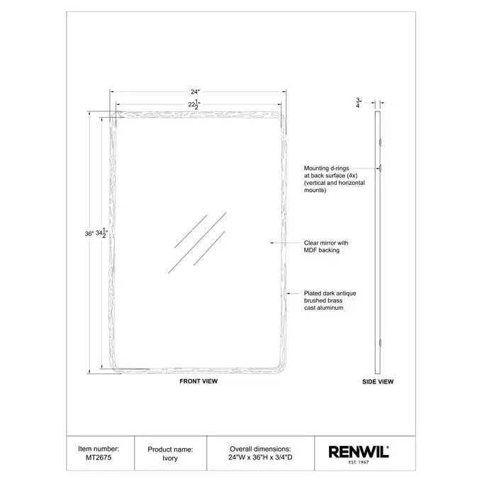 RENWIL IVORY MIRROR  MT2675