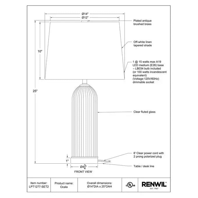 RENWIL OCALA SET OF TWO LPT1277-SET2