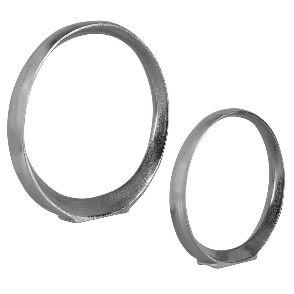 UTTERMOST ORBITS RING SCULPTURES NICKEL SET OF TWO 17985