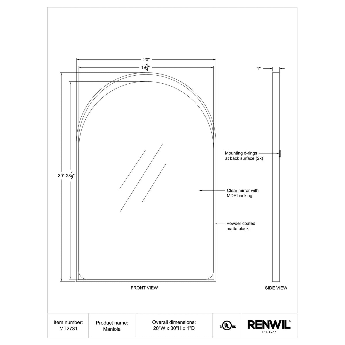 RENWIL MANIOLA MIRROR MT2731