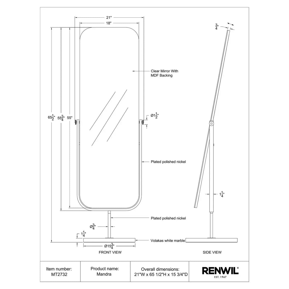 RENWIL MANDRA MIRROR MT2732