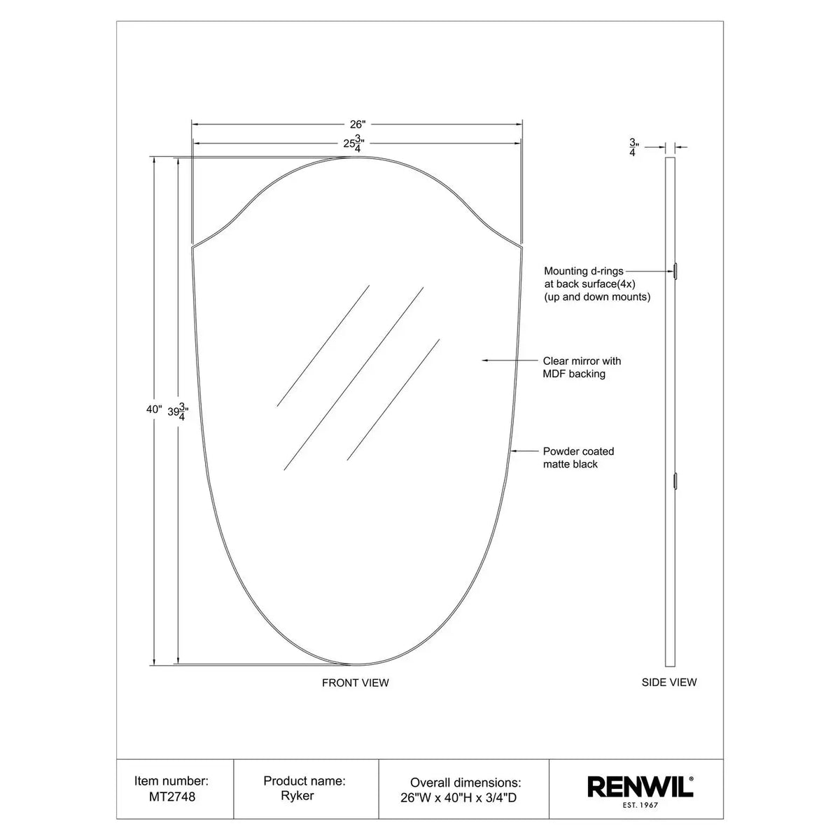 RENWIL RYKER MIRROR MT2748