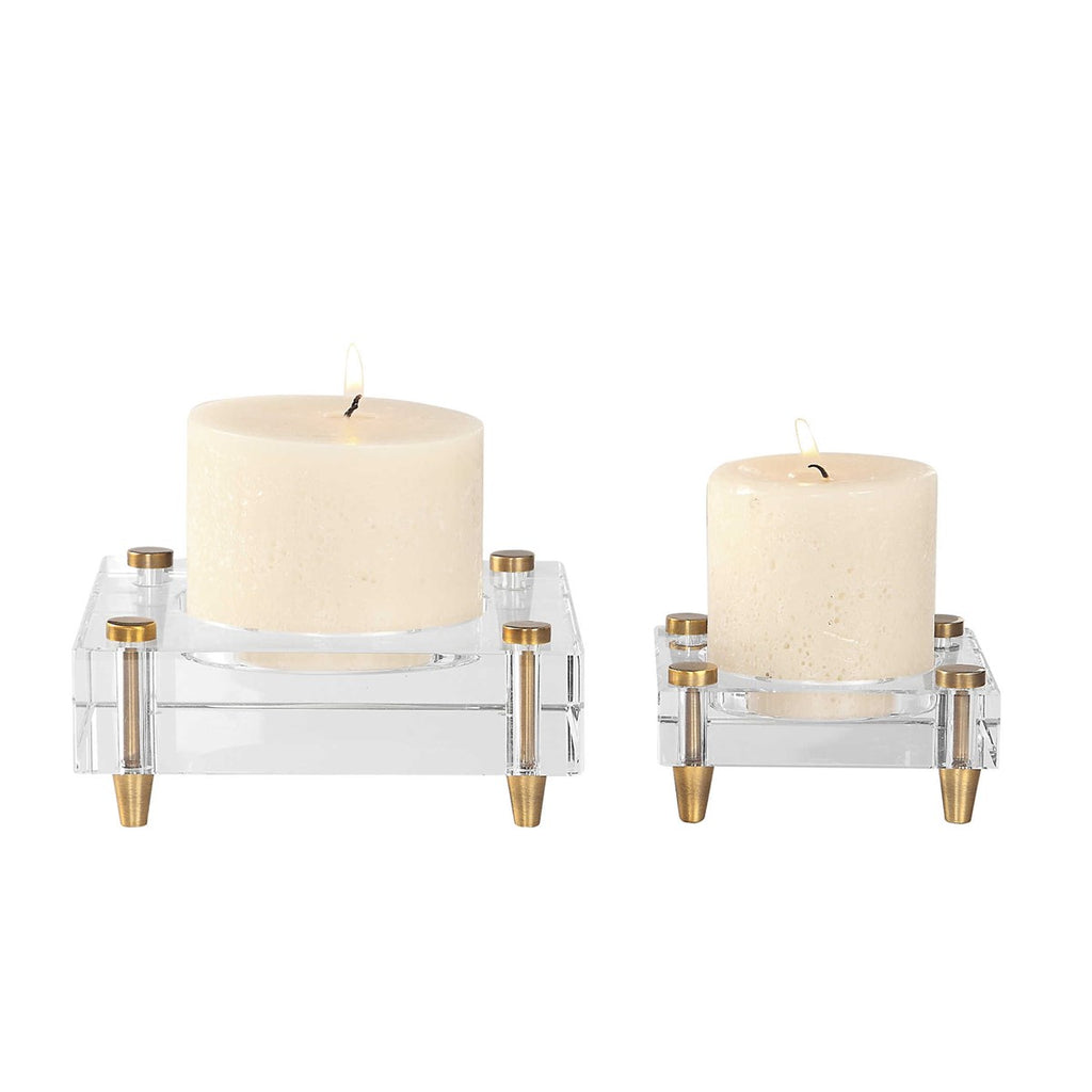 Uttermost Claire Crystal Block Candleholders S/2 18643