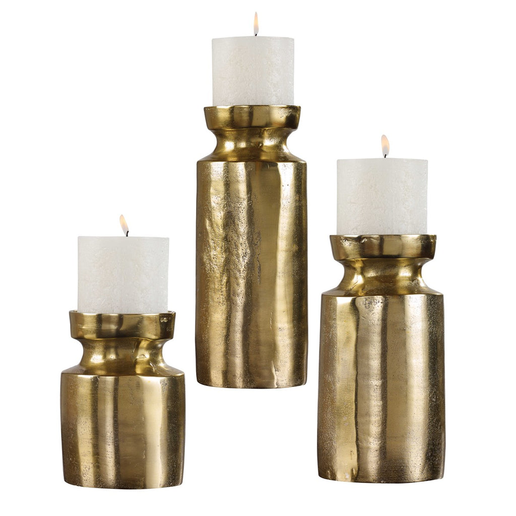 Uttermost Amina Antique Brass Candleholders Set/3 18958