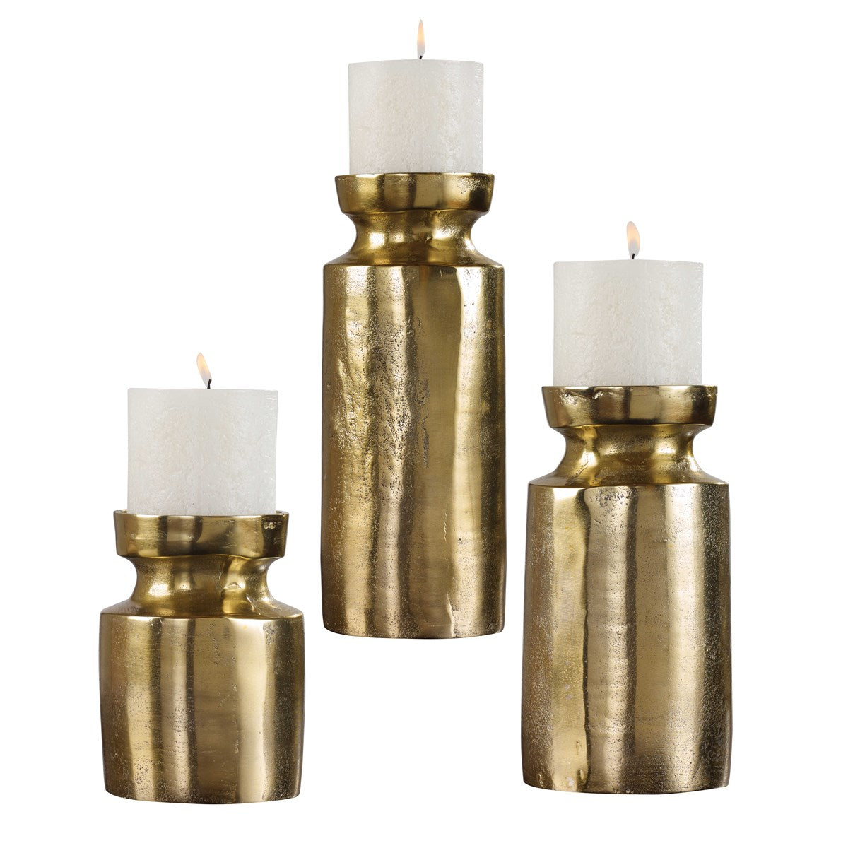 Uttermost Amina Antique Brass Candleholders Set/3 18958