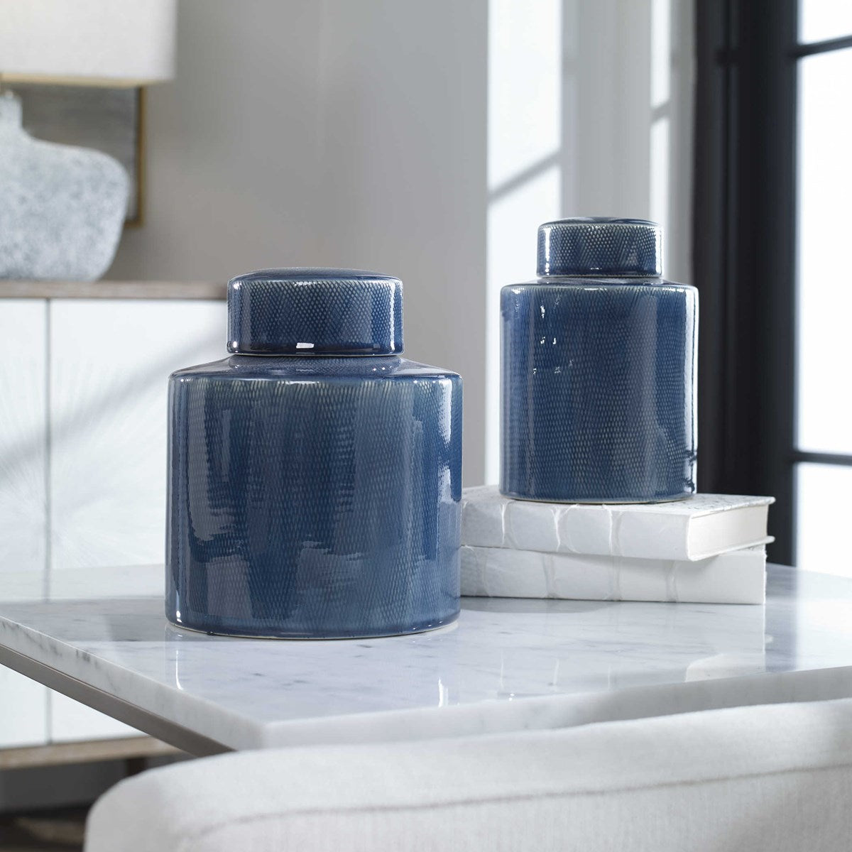Uttermost Saniya Blue Containers S/2 18989