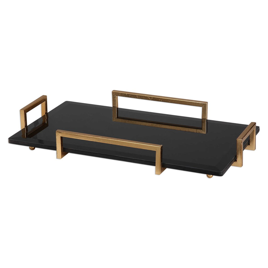 Uttermost Ettore Black Glass Tray 20057