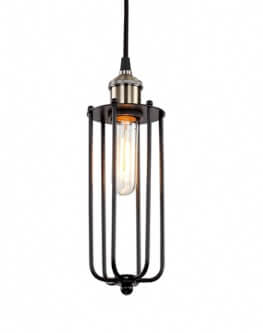 BETHEL BLACK AND ANTIQUE BRASS FRAME SINGLE PENDANT  DU09
