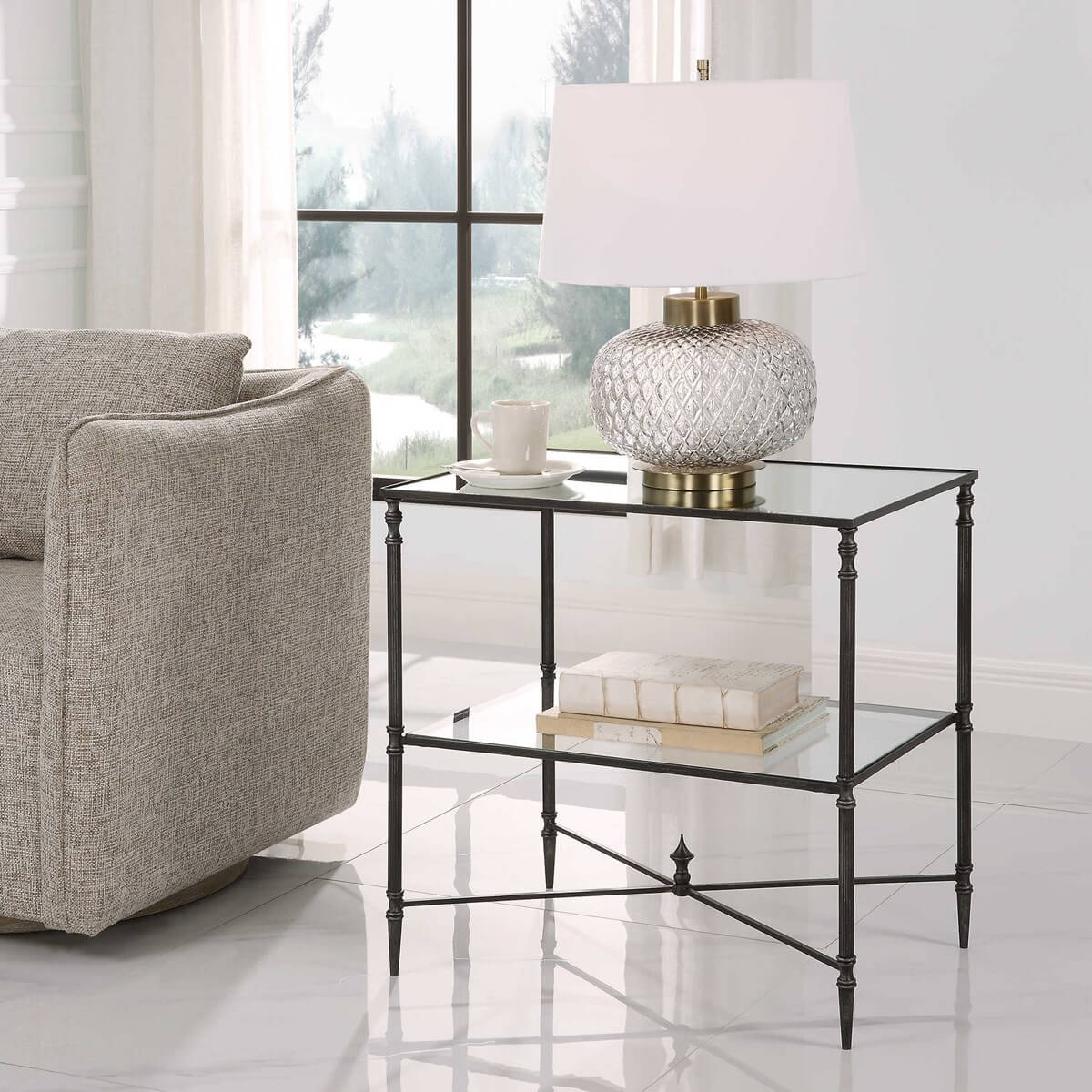 UTTERMOST HENZLER LAMP TABLE, STEEL 22984