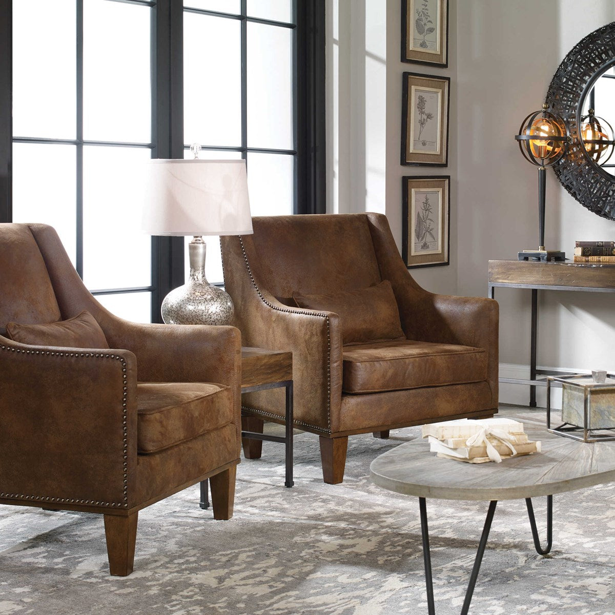 Uttermost Clay Leather Armchair 23030