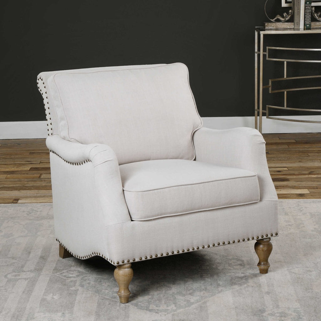 Uttermost Armstead Antique White Armchair 23291