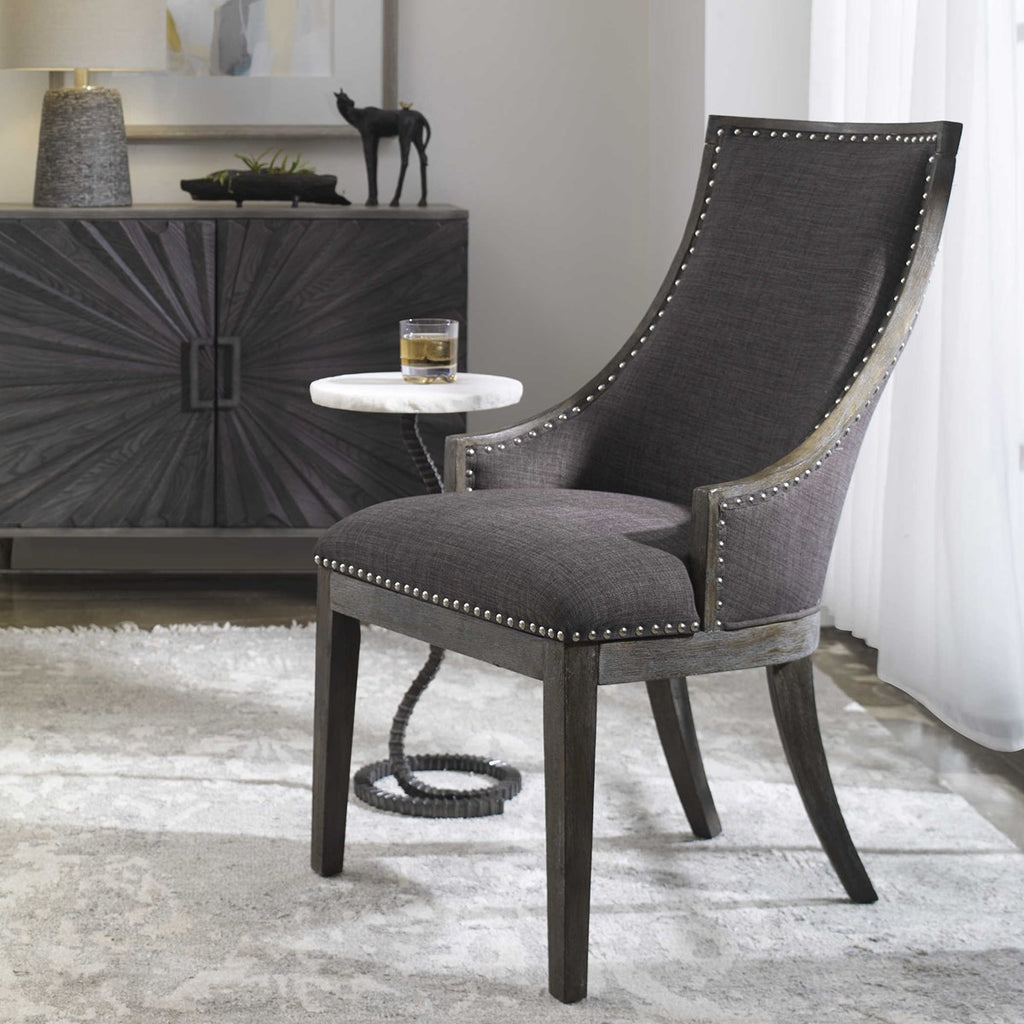 Uttermost Aidrian Charcoal Gray Accent Chair 23305