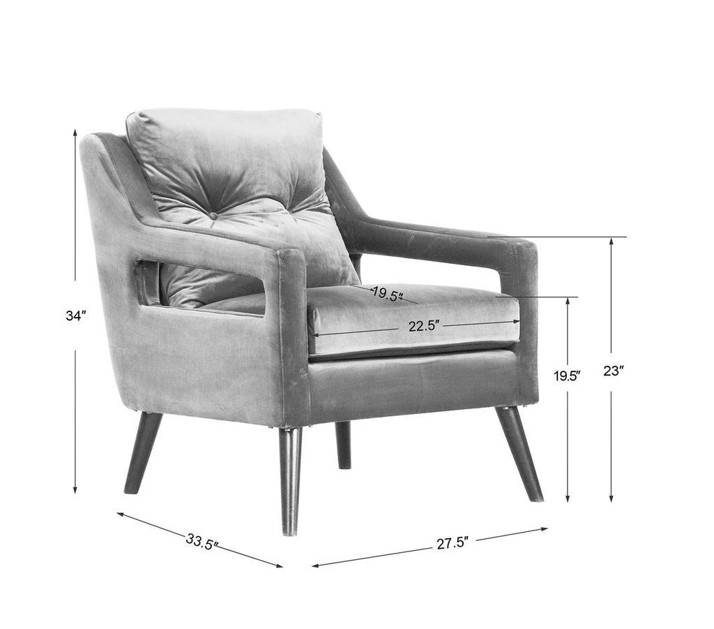 Uttermost O'Brien Blue Velvet Armchair 23318