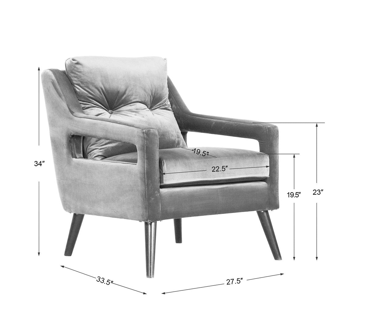 Uttermost O'Brien Blue Velvet Armchair 23318