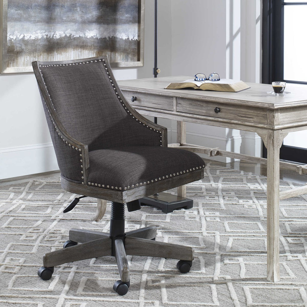 Uttermost Aidrian Charcoal Desk Chair 23431