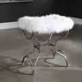 Uttermost Channon White Fur Small Bench 23496