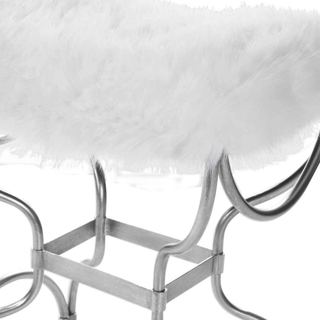 Uttermost Channon White Fur Small Bench 23496