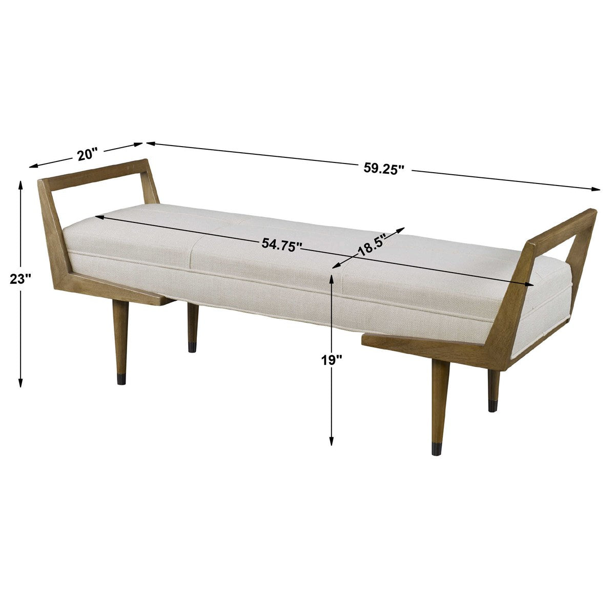 Uttermost Waylon Modern Ivory Bench 23592