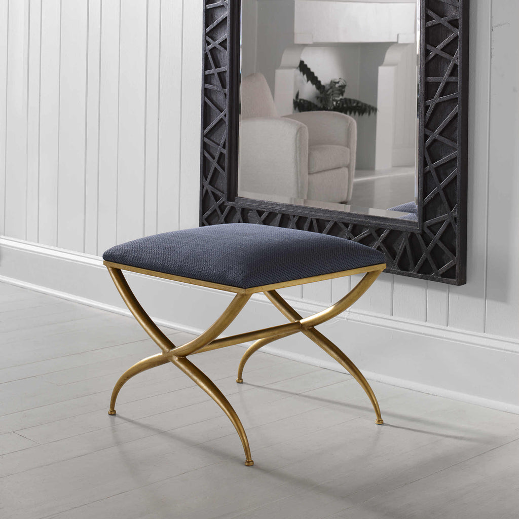 UTTERMOST CROSSING SMALL BENCH NAVY 23678