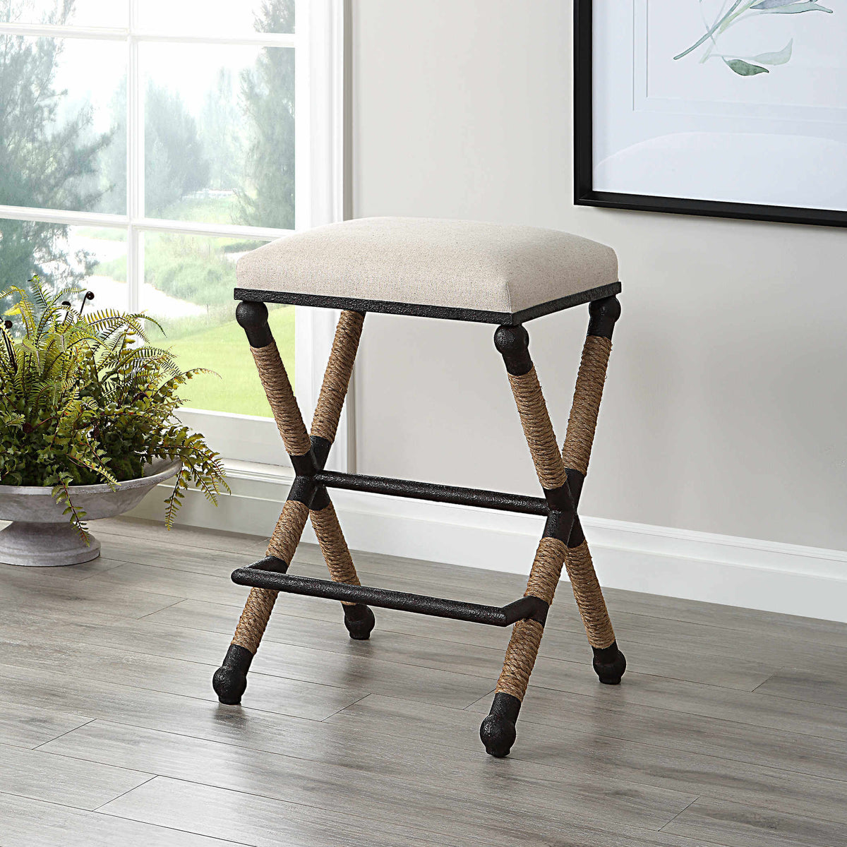 UTTERMOST FIRTH COUNTER STOOL OATMEAL 23709