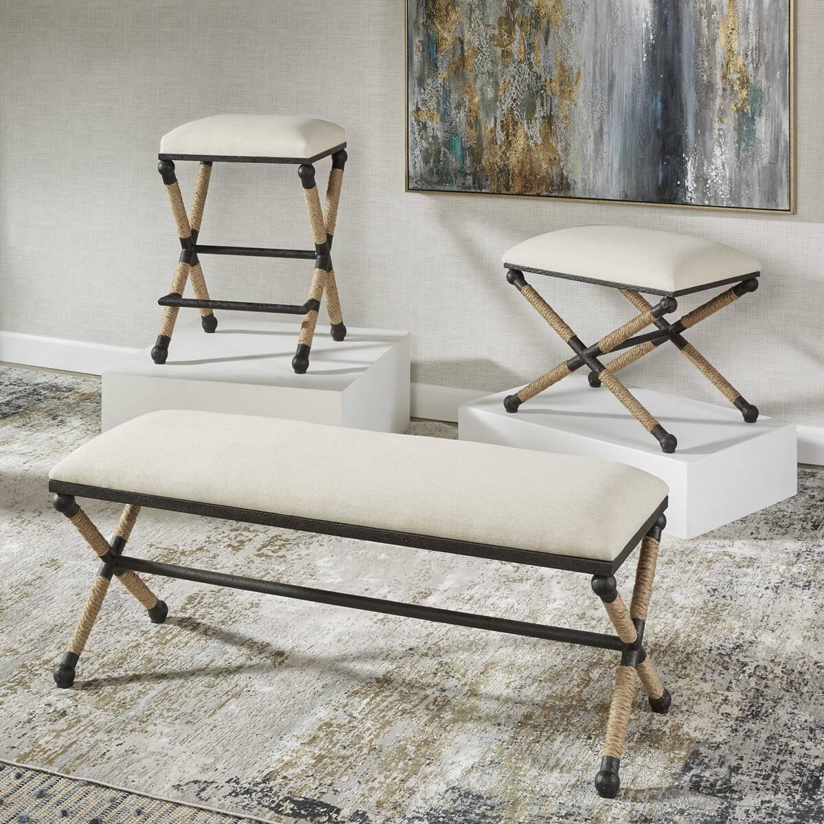 UTTERMOST FIRTH COUNTER STOOL OATMEAL 23709