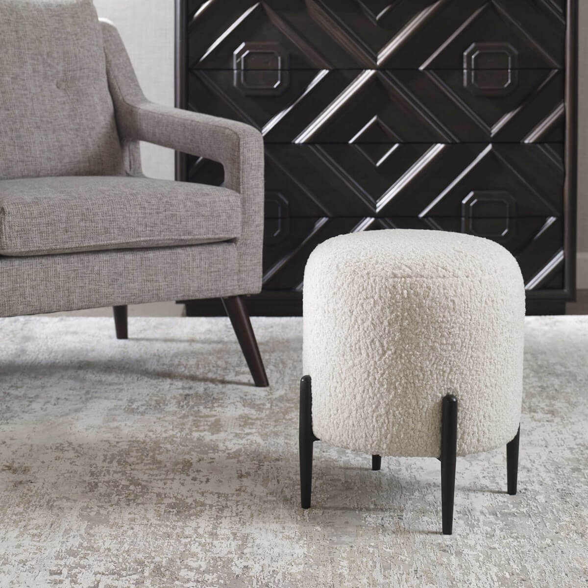 UTTERMOST ARLES OTTOMAN  WHITE  23715