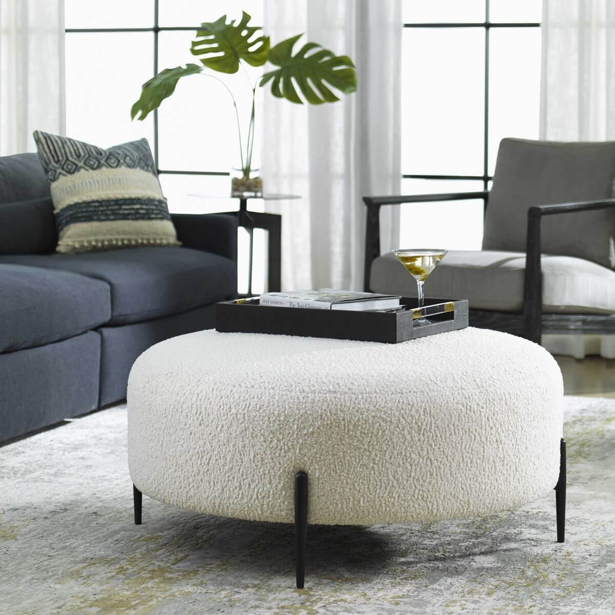 UTTERMOST ARLES LARGE OTTOMAN BLACK 23778