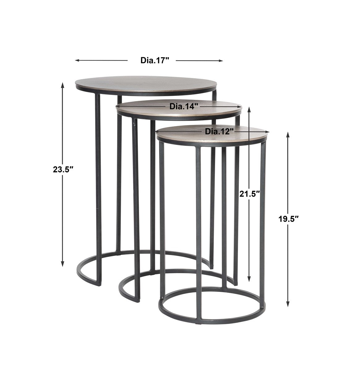 Uttermost Erik Metal Nesting Tables S/3 25057