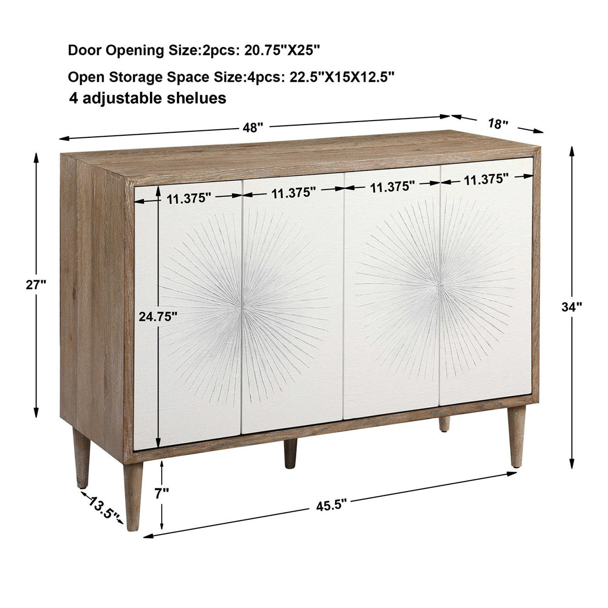 Uttermost Dani 4 Door White Cabinet 25084