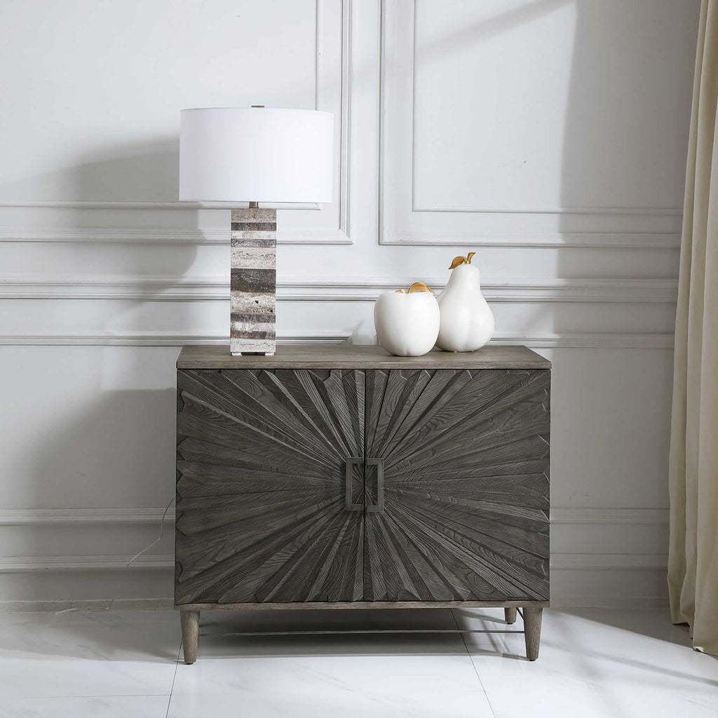 Uttermost Shield Gray Oak 2 Door Cabinet 25085