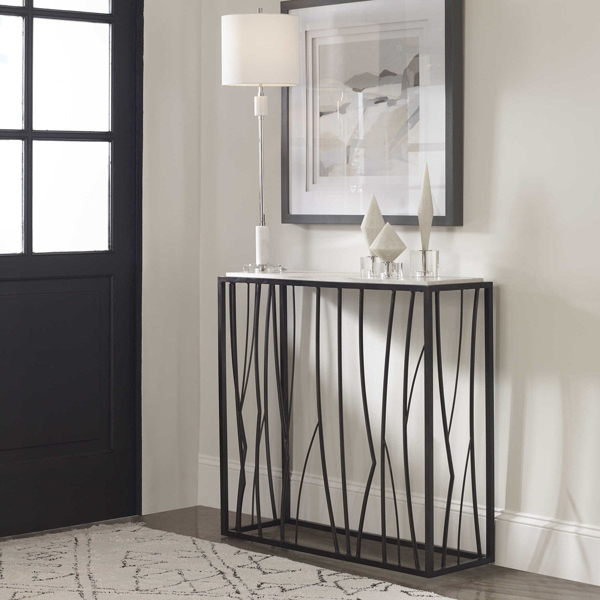 Uttermost Reed Travertine Console Table 25104