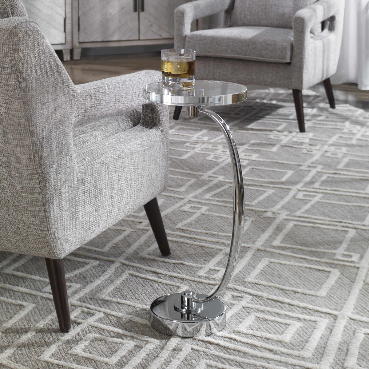 UTTERMOST WAVENEY DRINK TABLE NICKEL 25144