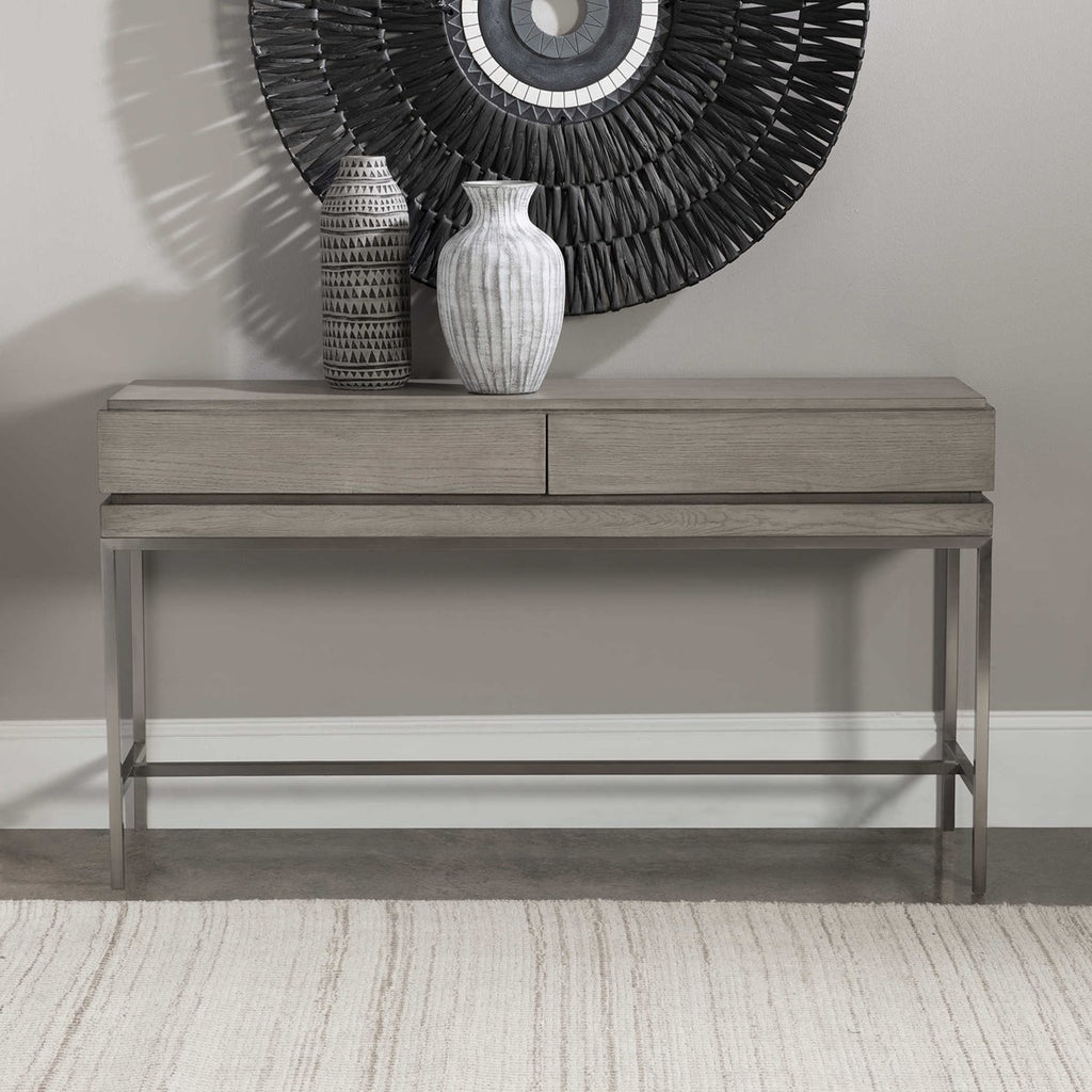 Uttermost Kamala Gray Oak Console Table 25373