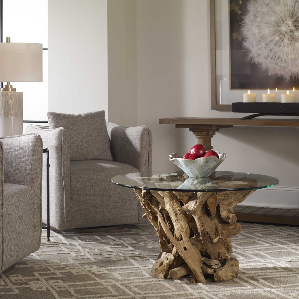 Uttermost Driftwood Glass Top Cocktail Table 25519