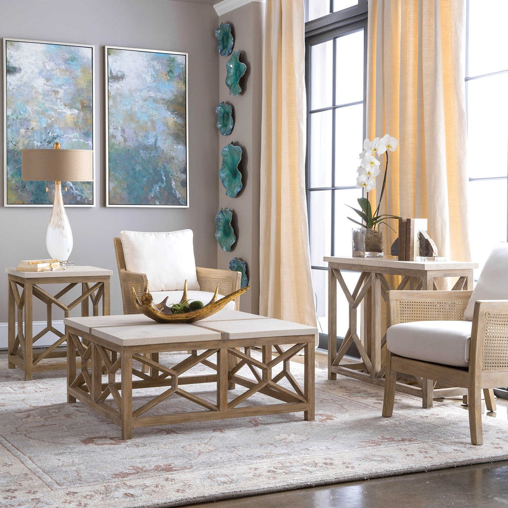 Uttermost Catali Ivory Stone Console Table 25811
