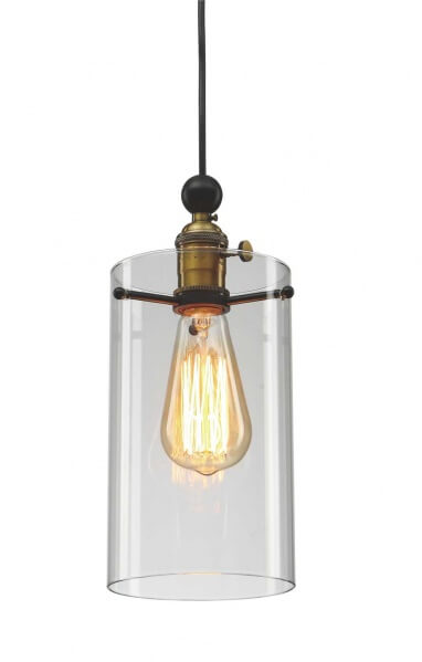 BETHEL BLACK AND BRASS FRAME SINGLE PENDANT DU39