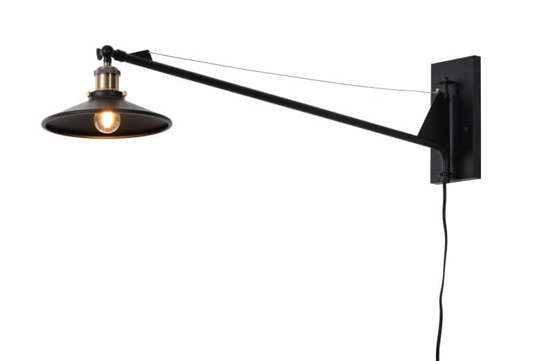 BETHEL BLACK EXTENDED ARM WALL LAMP DU55