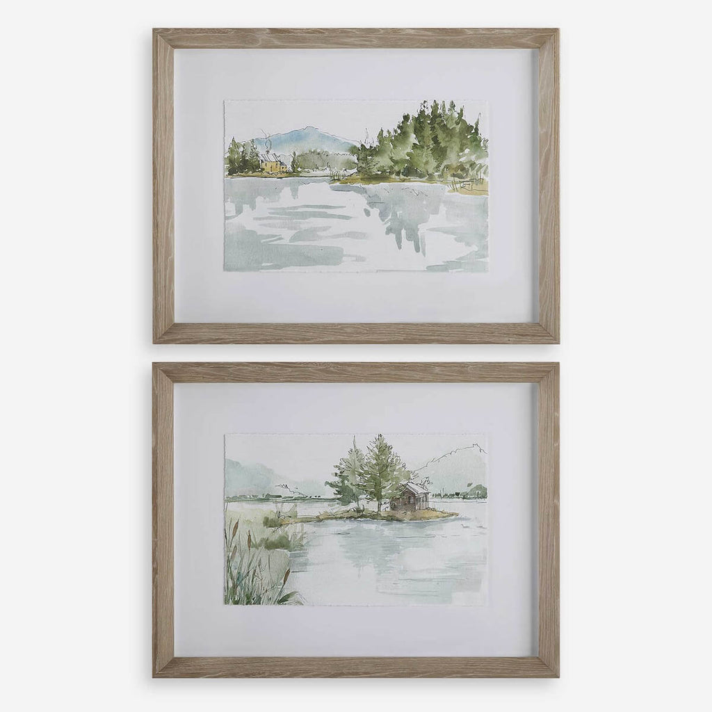 UTTERMOST SERENE LAKE FRAMED PRINTS SET OF TWO  32288