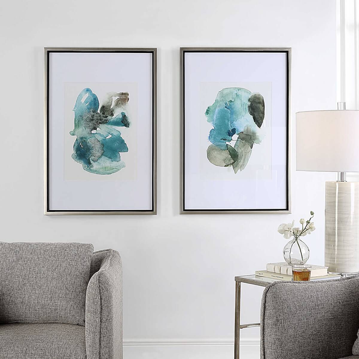 UTTERMOST BLUEPRINTS FRAMED PRINTS  SET OF TWO  32291